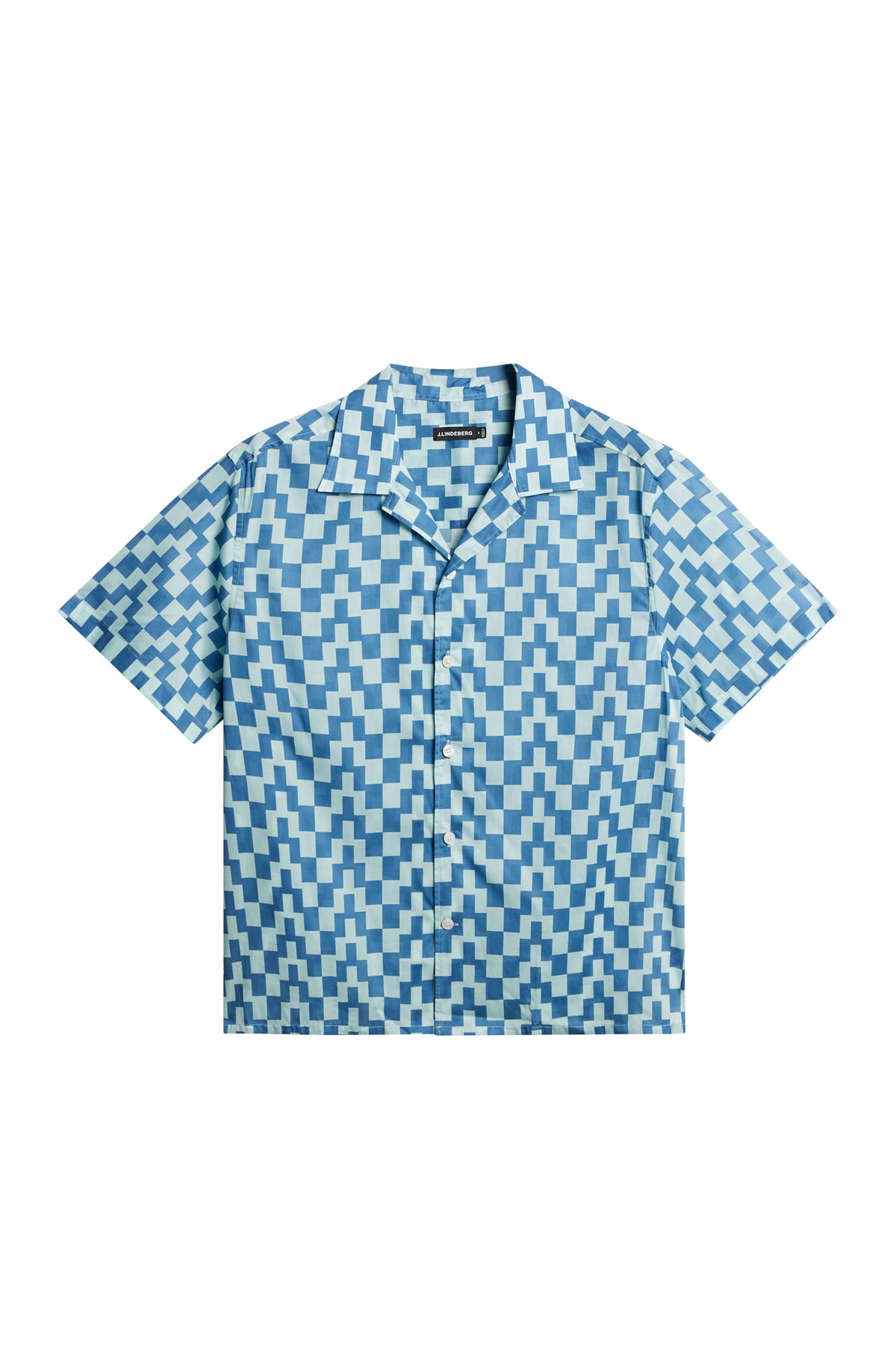 Donso Cotton Printed Shirt in Bridge Stack Blue M by J.Lindeberg