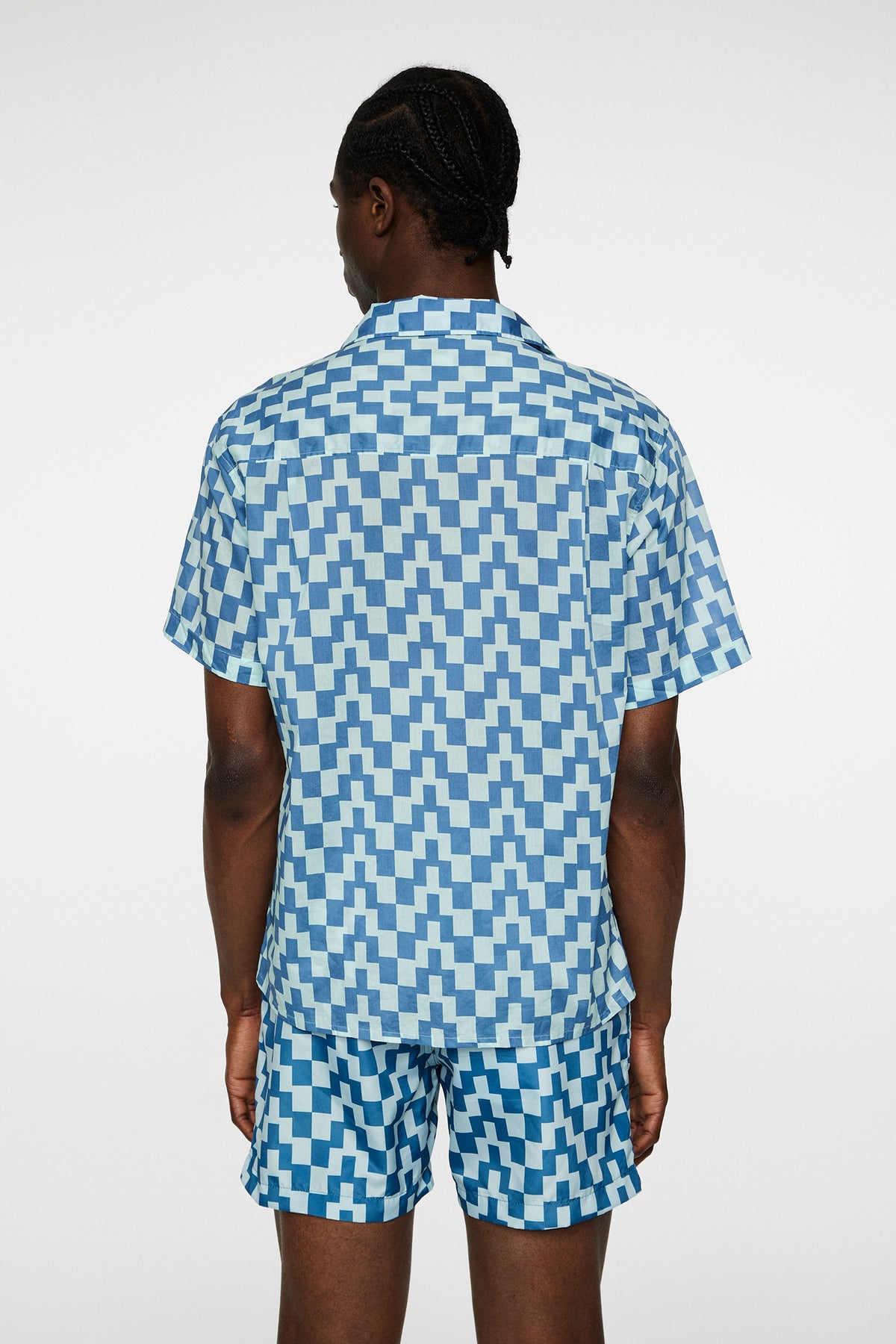 Donso Cotton Printed Shirt in Bridge Stack Blue M by J.Lindeberg