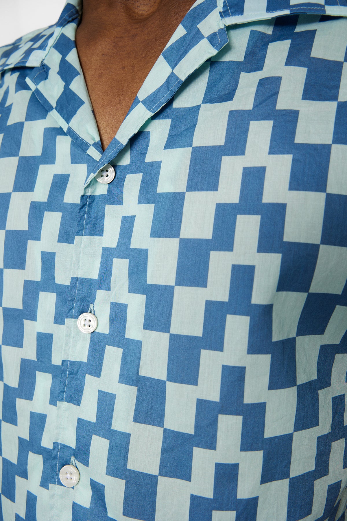 Donso Cotton Printed Shirt in Bridge Stack Blue M by J.Lindeberg