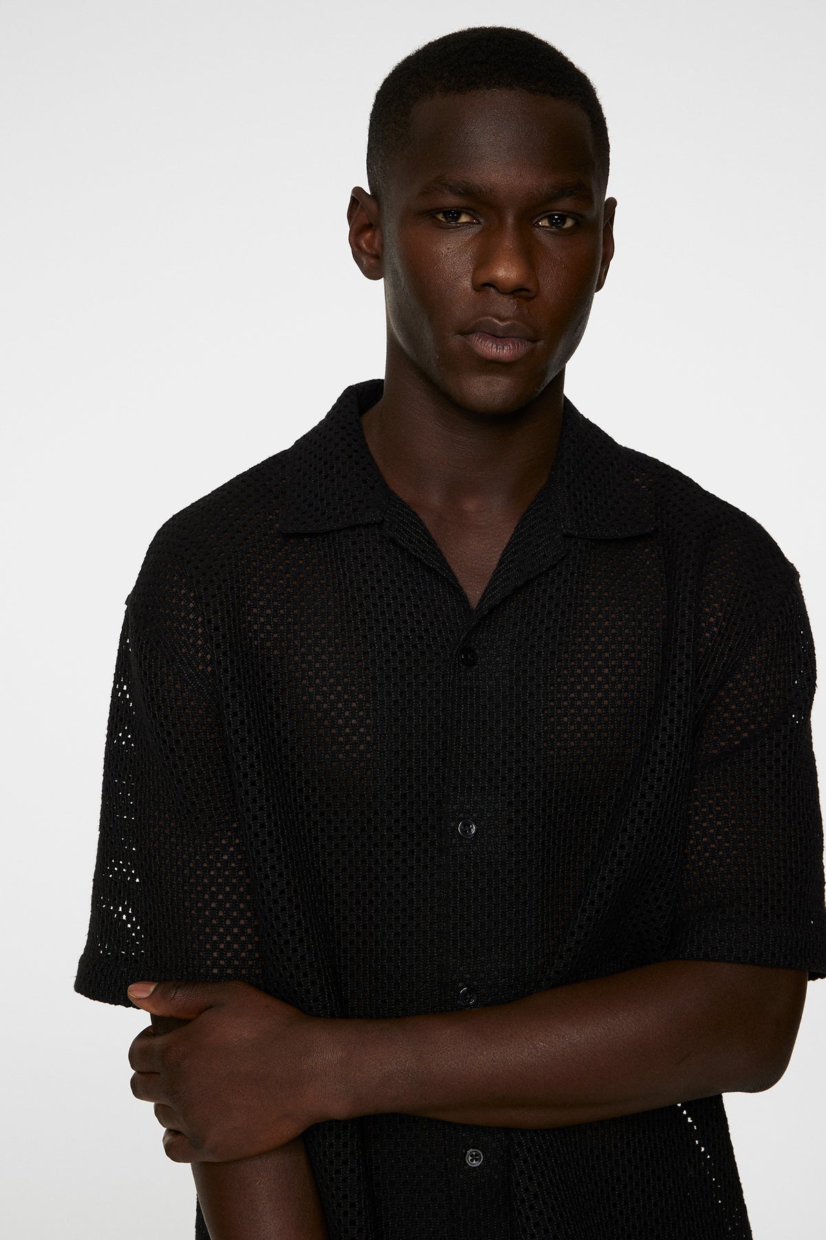 Ellis Crochet Shirt in Black by J.Lindeberg