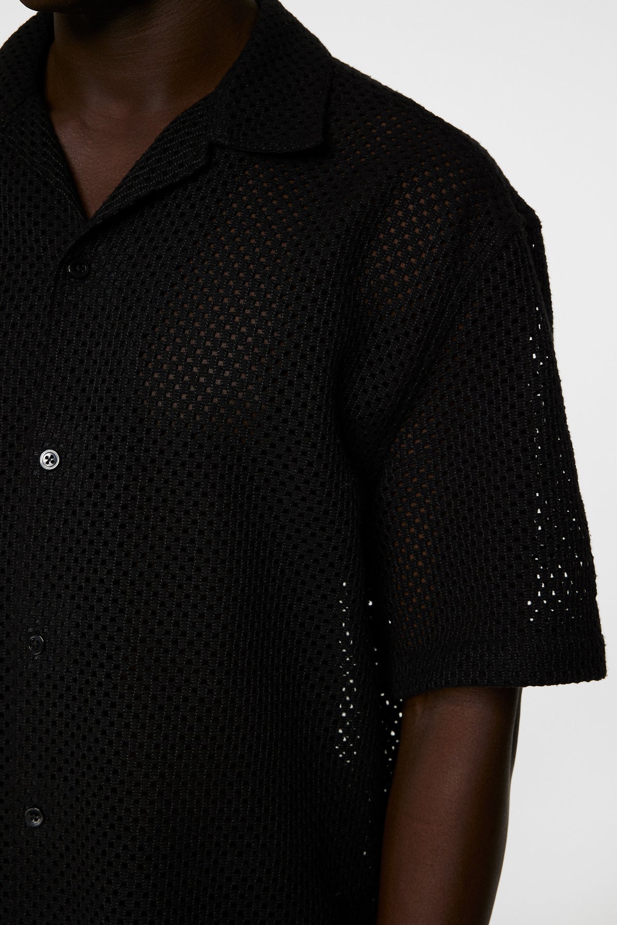 Ellis Crochet Shirt in Black by J.Lindeberg