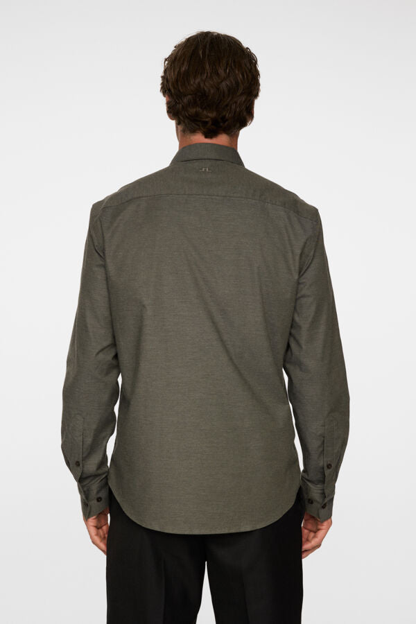 Slim Light Flannel Shirt / Forest Green Melange