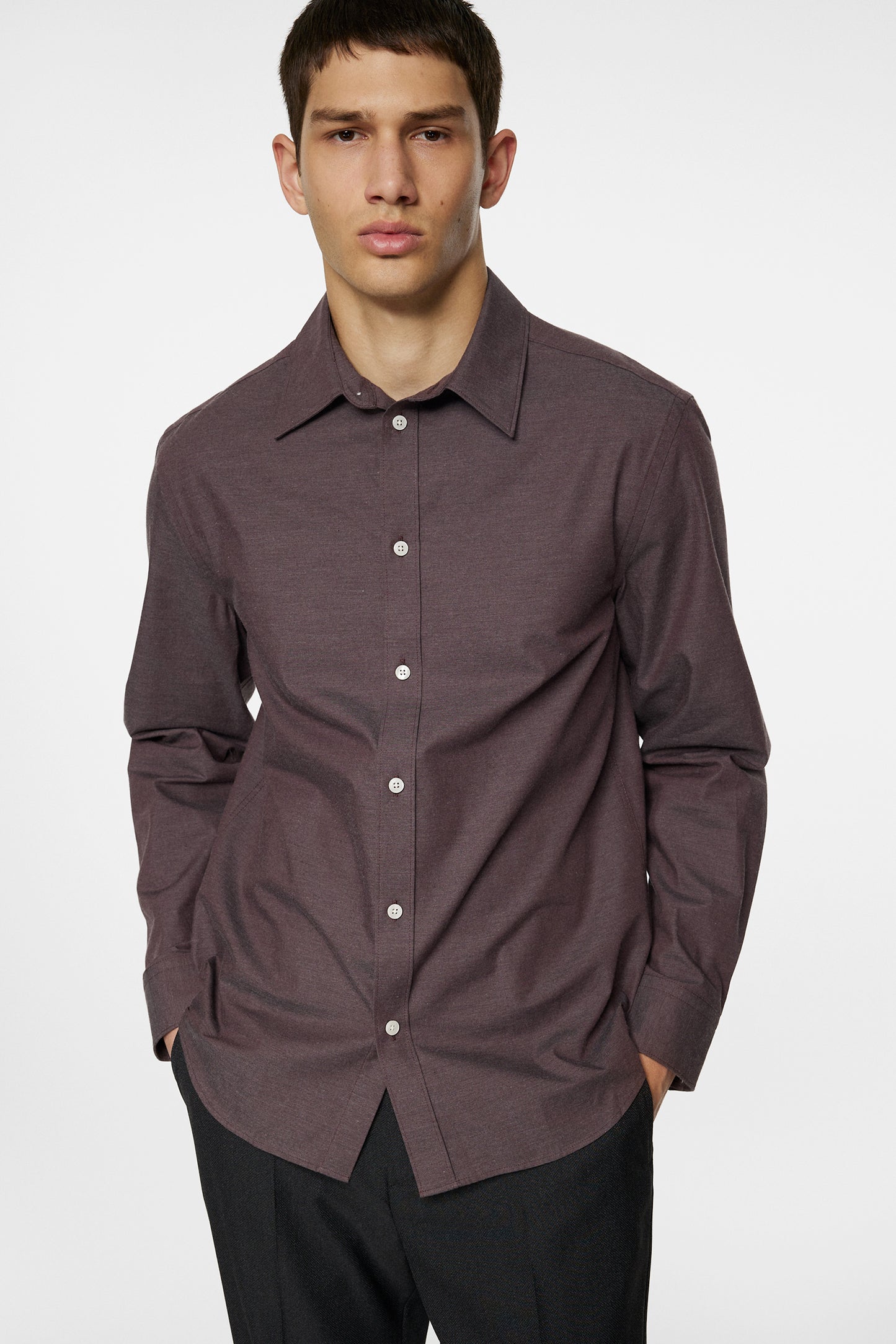 Slim Light Flannel Shirt in Huckleberry by J.Lindeberg