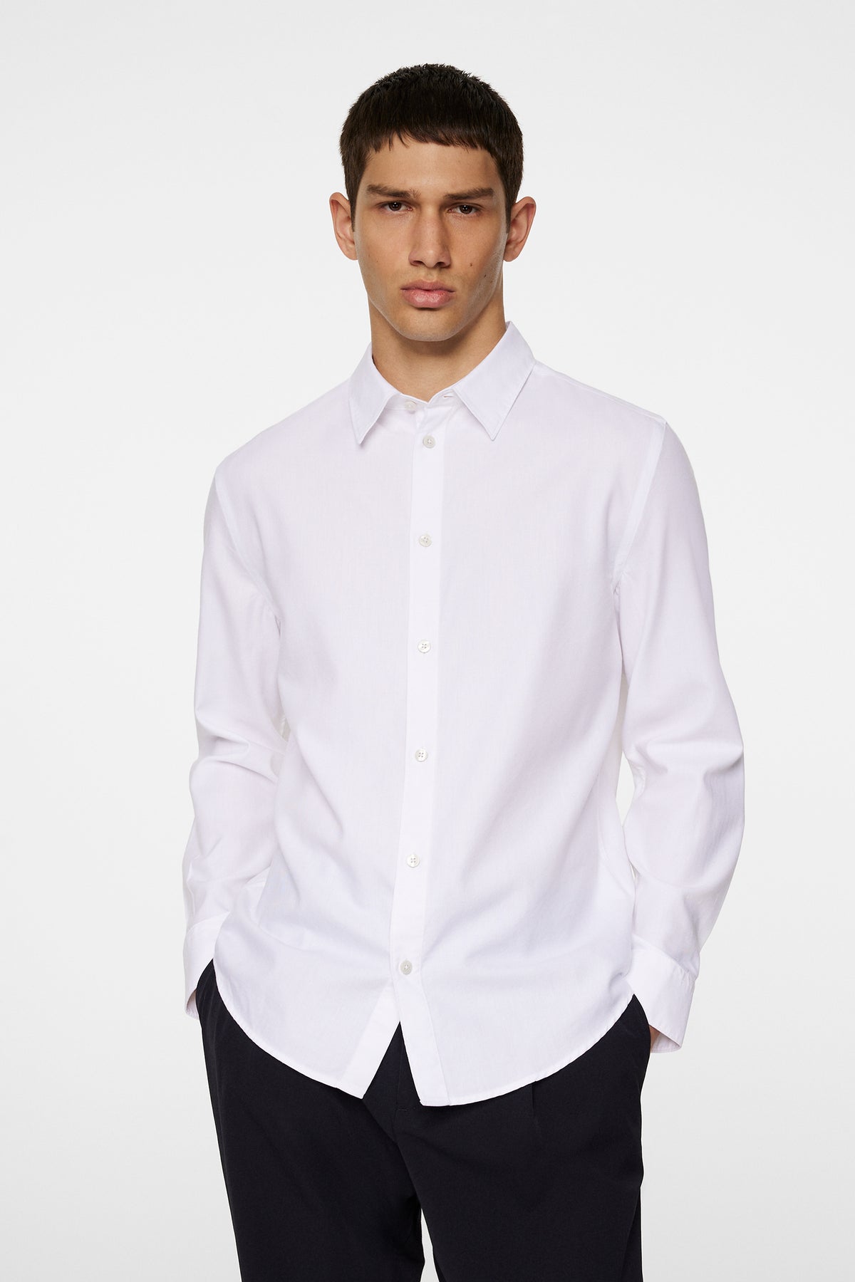 Slim LS Cotton Tencel Shirt in White by J.Lindeberg