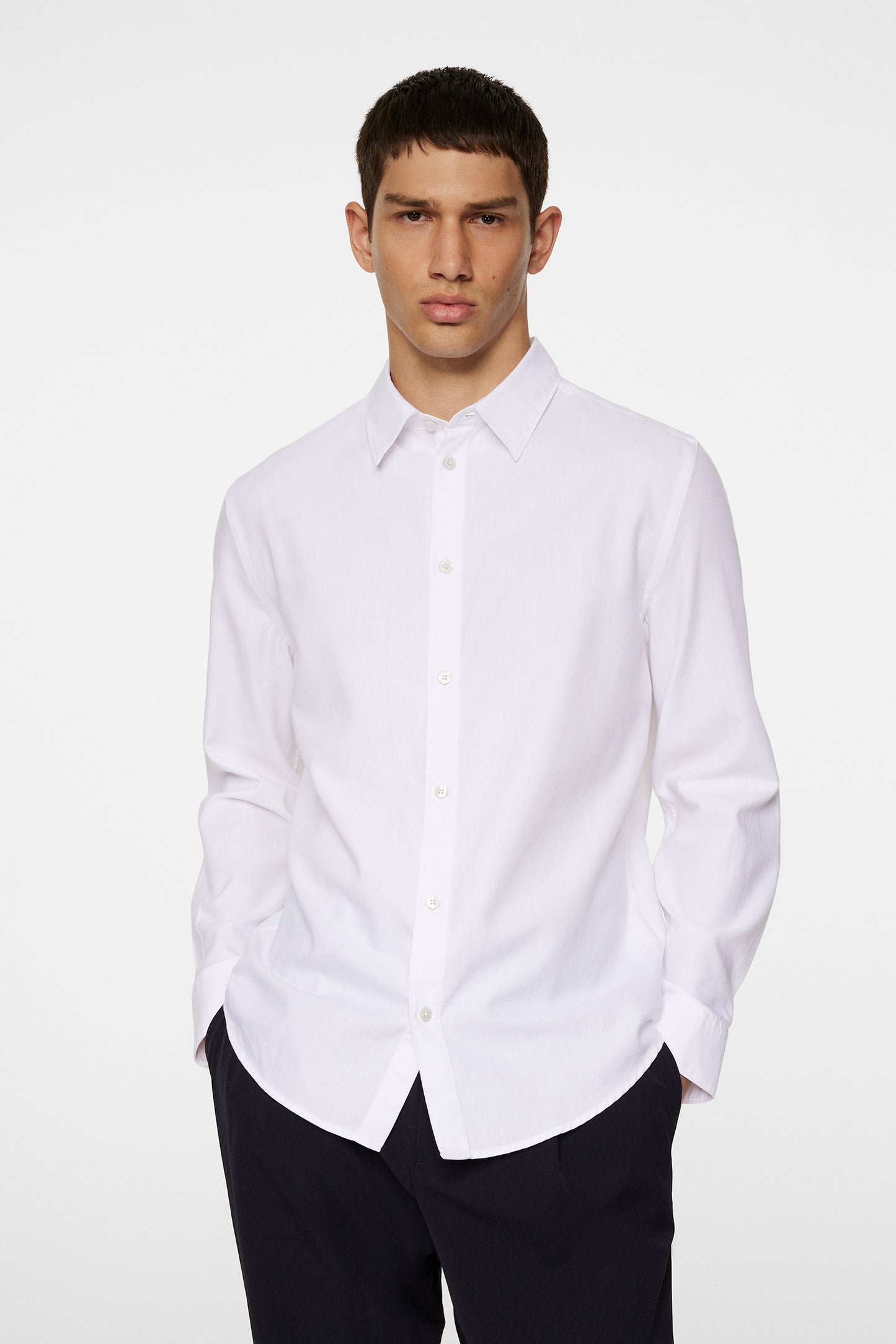 Slim LS Cotton Tencel Shirt in White by J.Lindeberg