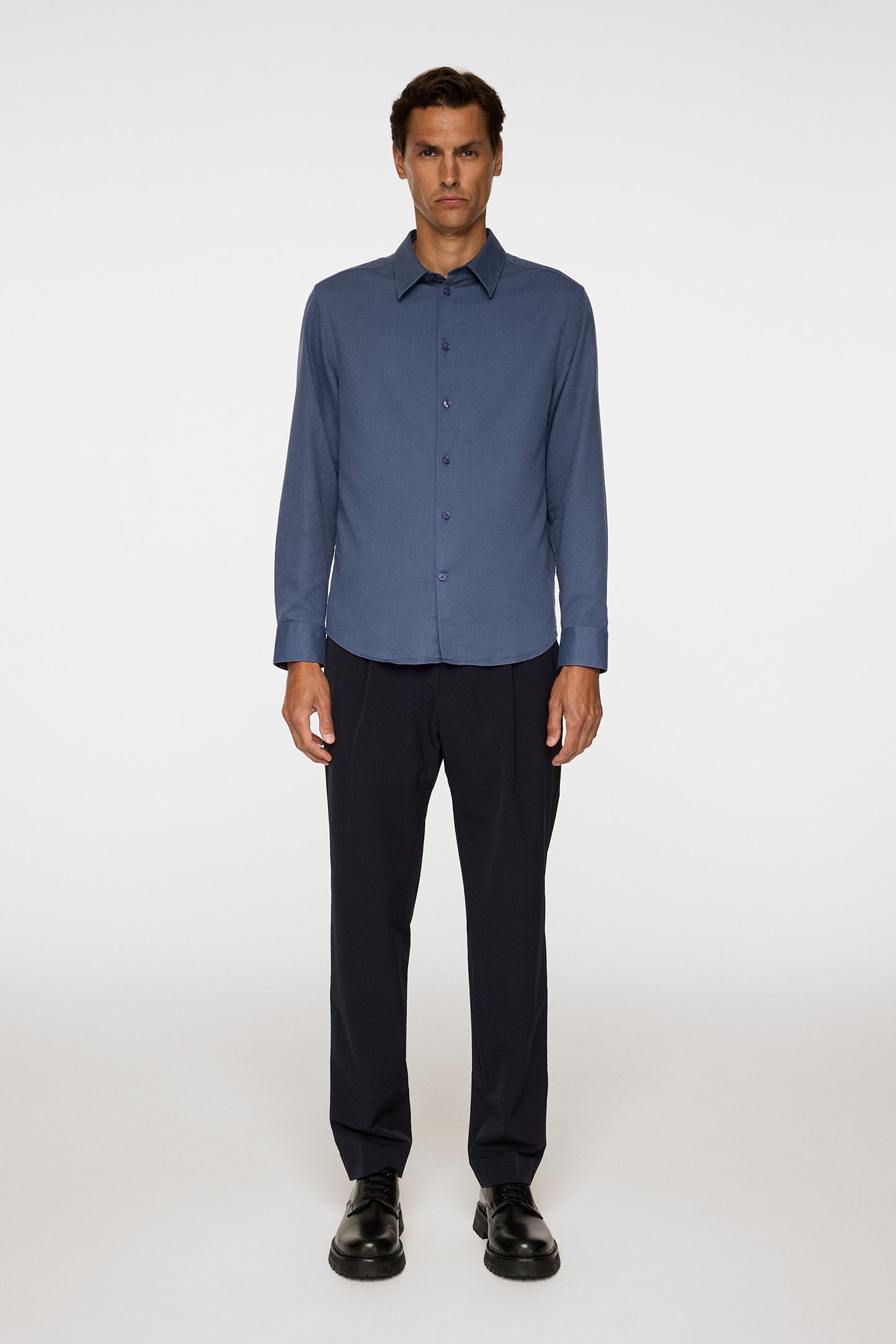 Slim LS Cotton Tencel Shirt in Vintage Indigo by J.Lindeberg