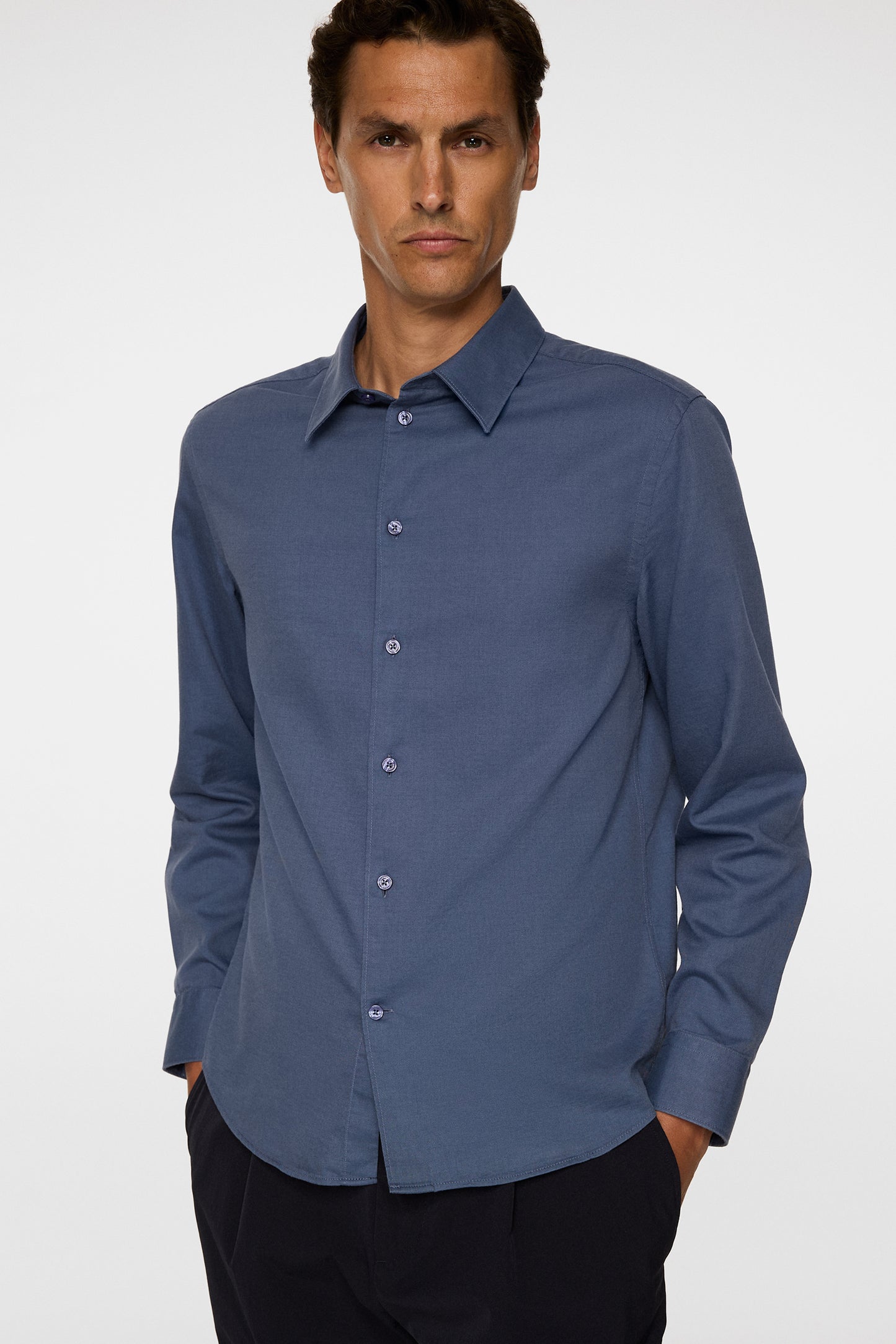 Slim LS Cotton Tencel Shirt in Vintage Indigo by J.Lindeberg