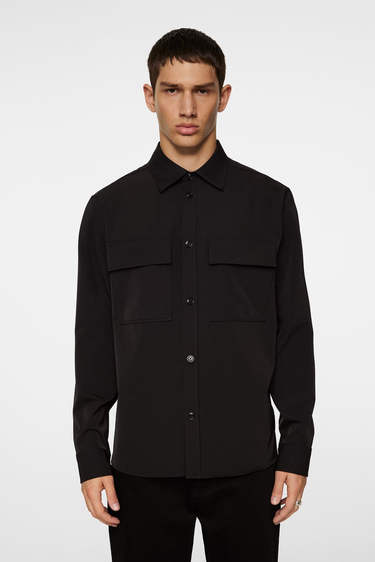 Finnigan Tech Drape Shirt in Black by J.Lindeberg