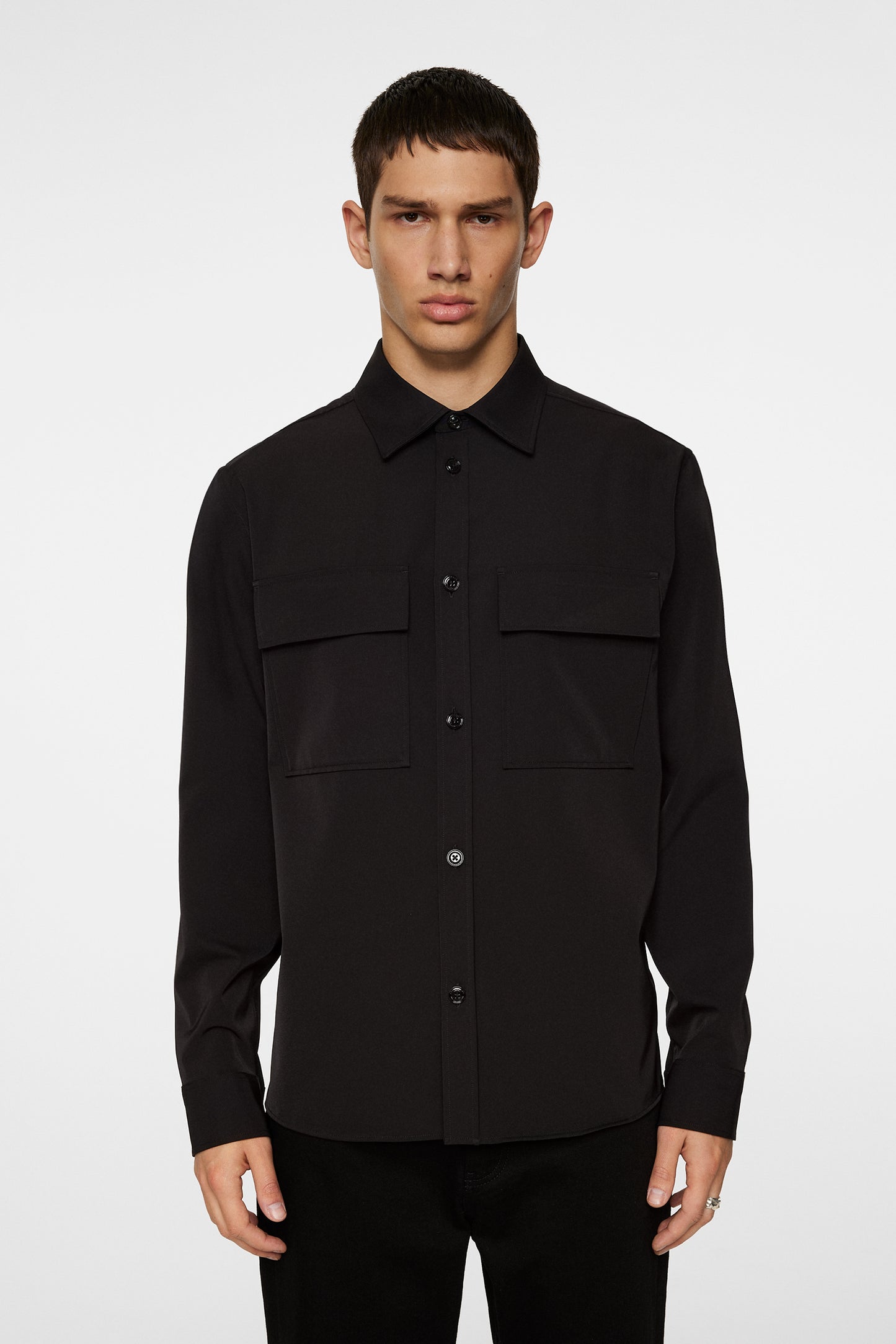 Finnigan Tech Drape Shirt in Black by J.Lindeberg