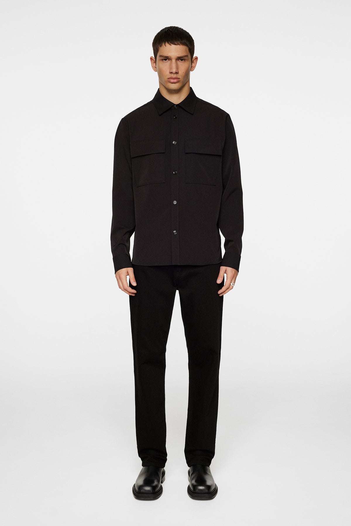Finnigan Tech Drape Shirt in Black by J.Lindeberg