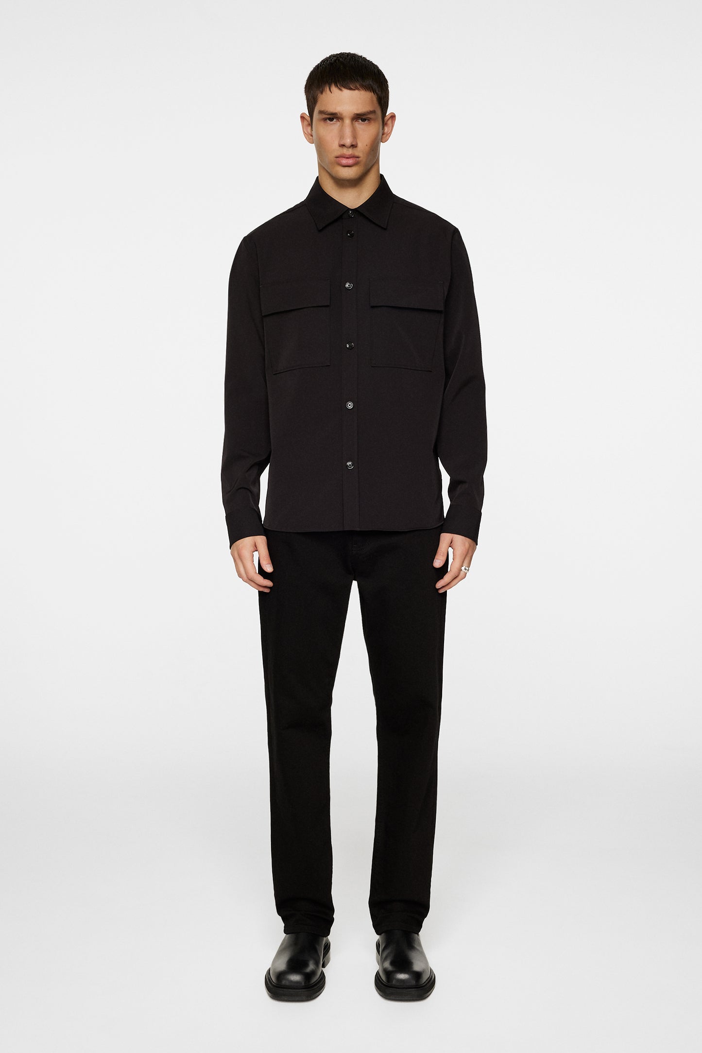 Finnigan Tech Drape Shirt in Black by J.Lindeberg