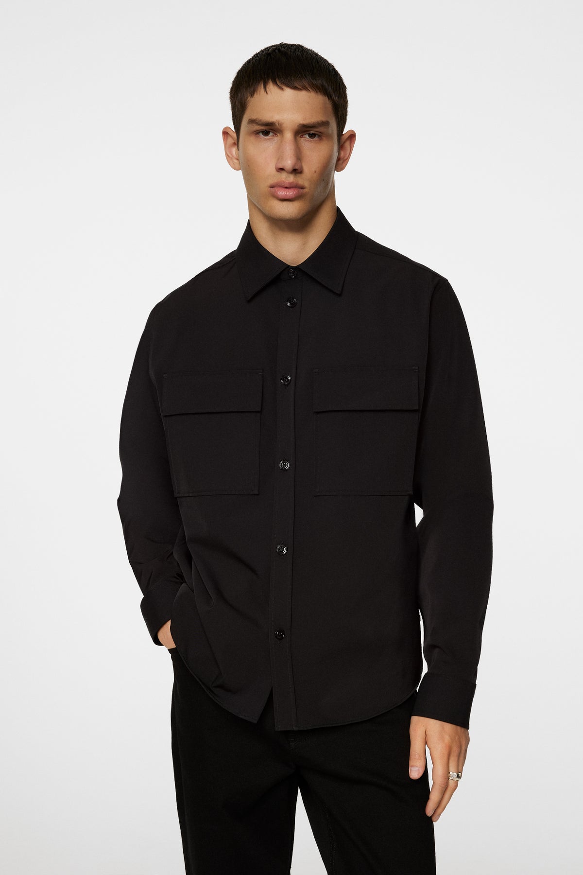 Finnigan Tech Drape Shirt in Black by J.Lindeberg