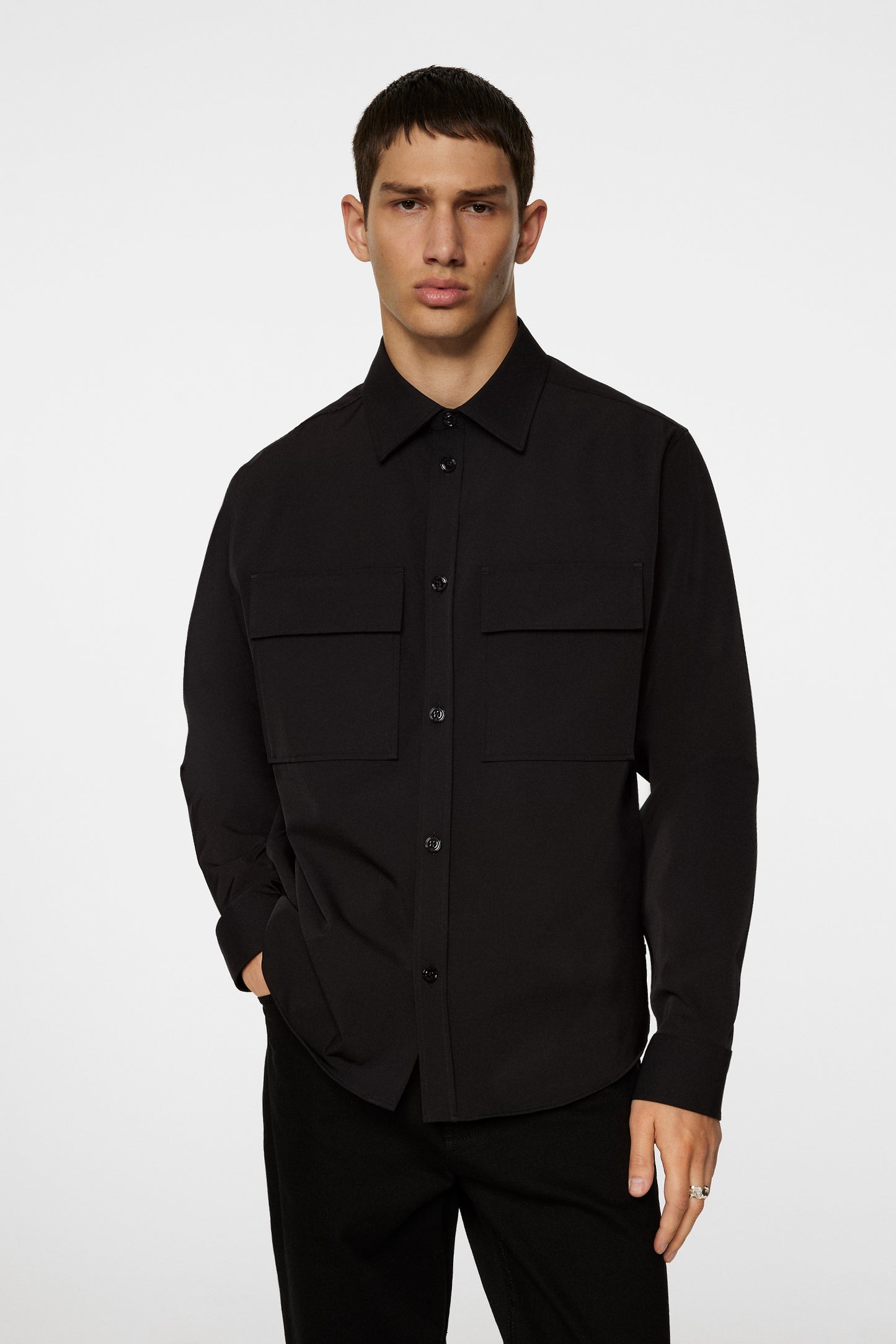 Finnigan Tech Drape Shirt in Black by J.Lindeberg