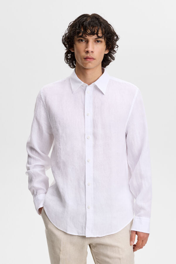 Zachary Clean Linen Shirt / White