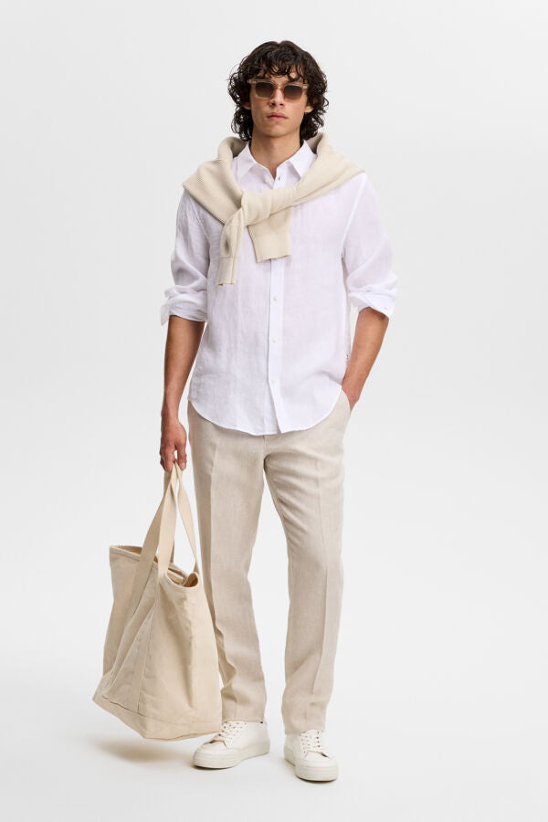Zachary Clean Linen Shirt / White