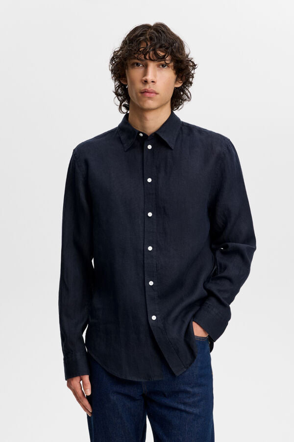 Zachary Clean Linen Shirt / JL Navy