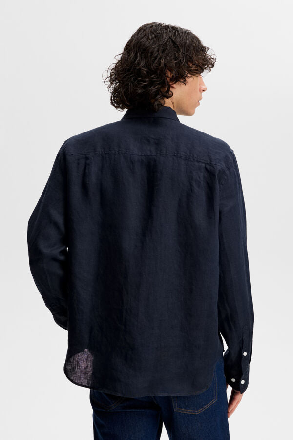 Zachary Clean Linen Shirt / JL Navy