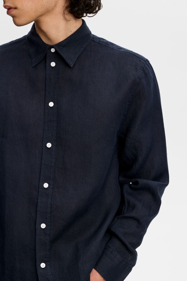 Zachary Clean Linen Shirt / JL Navy