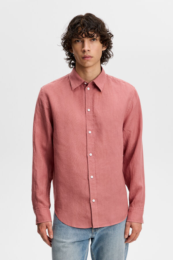 Zachary Clean Linen Shirt / Withered Rose