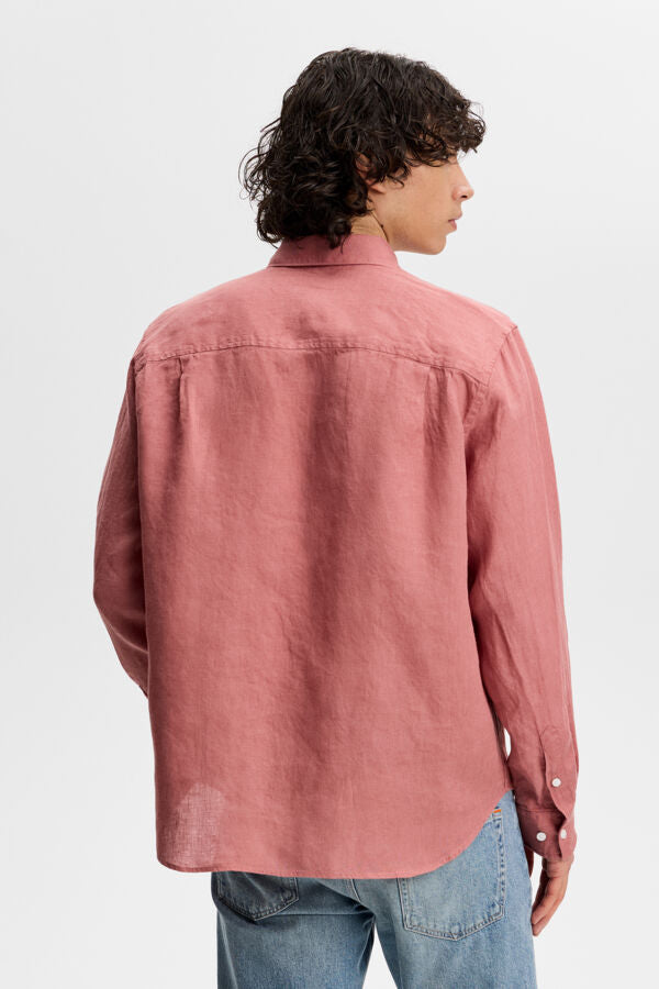Zachary Clean Linen Shirt / Withered Rose