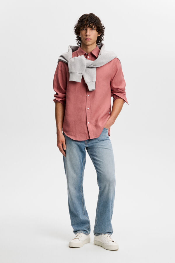 Zachary Clean Linen Shirt / Withered Rose