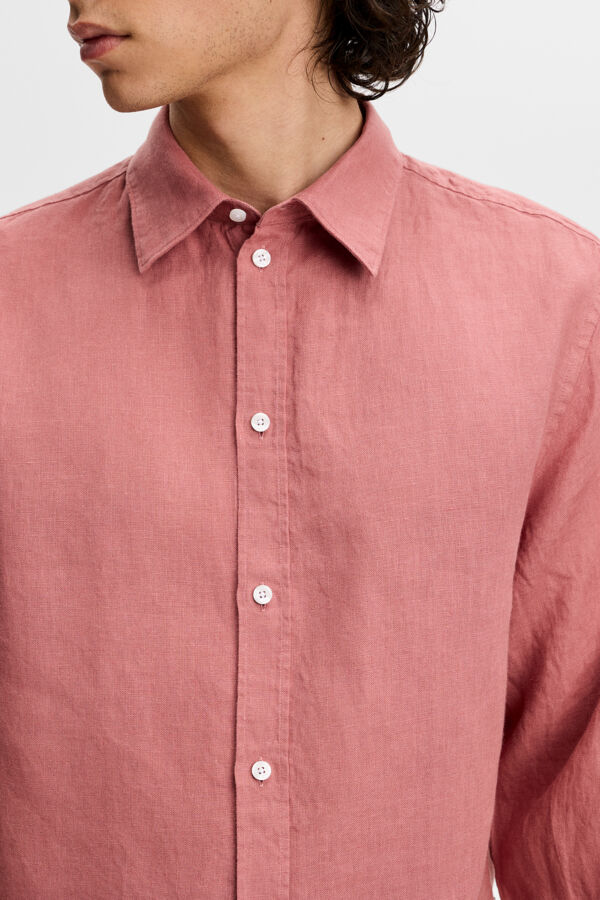 Zachary Clean Linen Shirt / Withered Rose