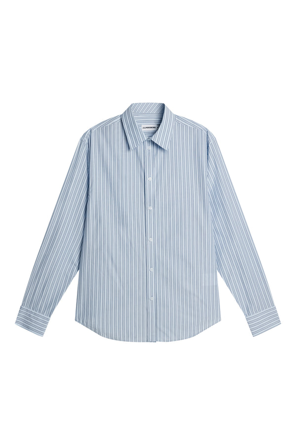 Zachary Cotton Stripe Shirt / Forget-Me-Not