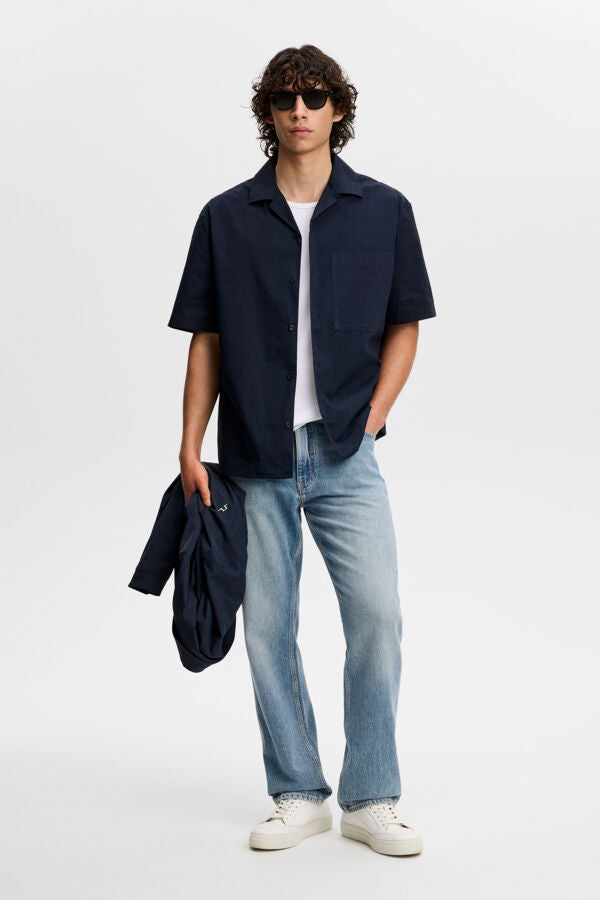Ellis Cotton Resort Shirt / JL Navy
