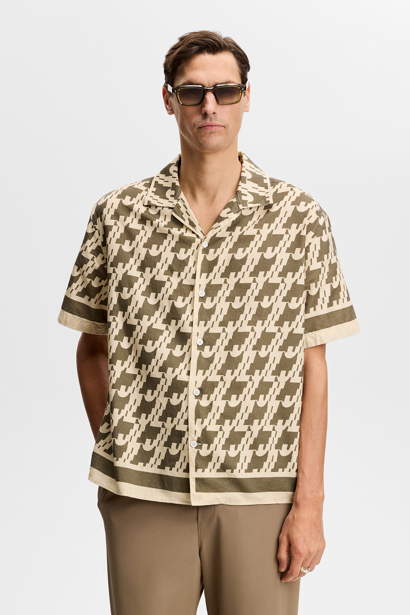 Ellis Border Resort Shirt in JL Glitch Kalamata by J.Lindeberg