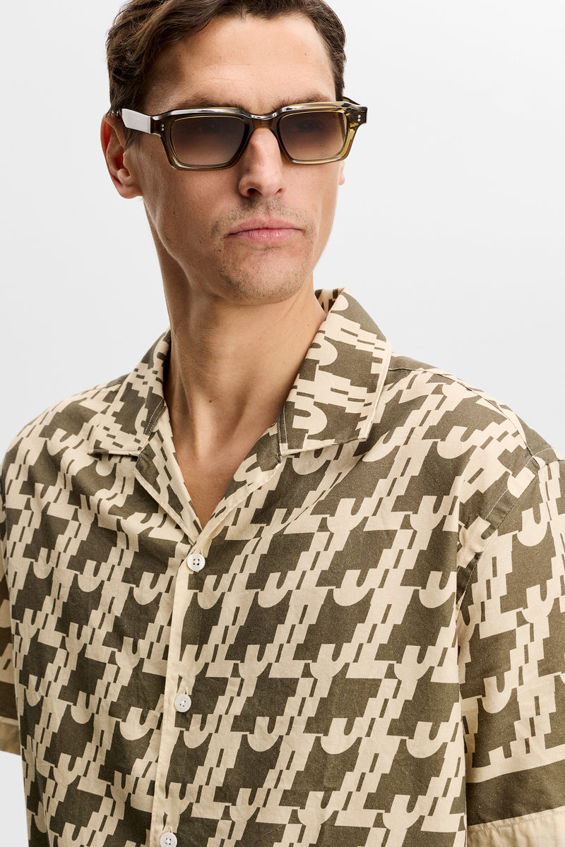 Ellis Border Resort Shirt in JL Glitch Kalamata by J.Lindeberg