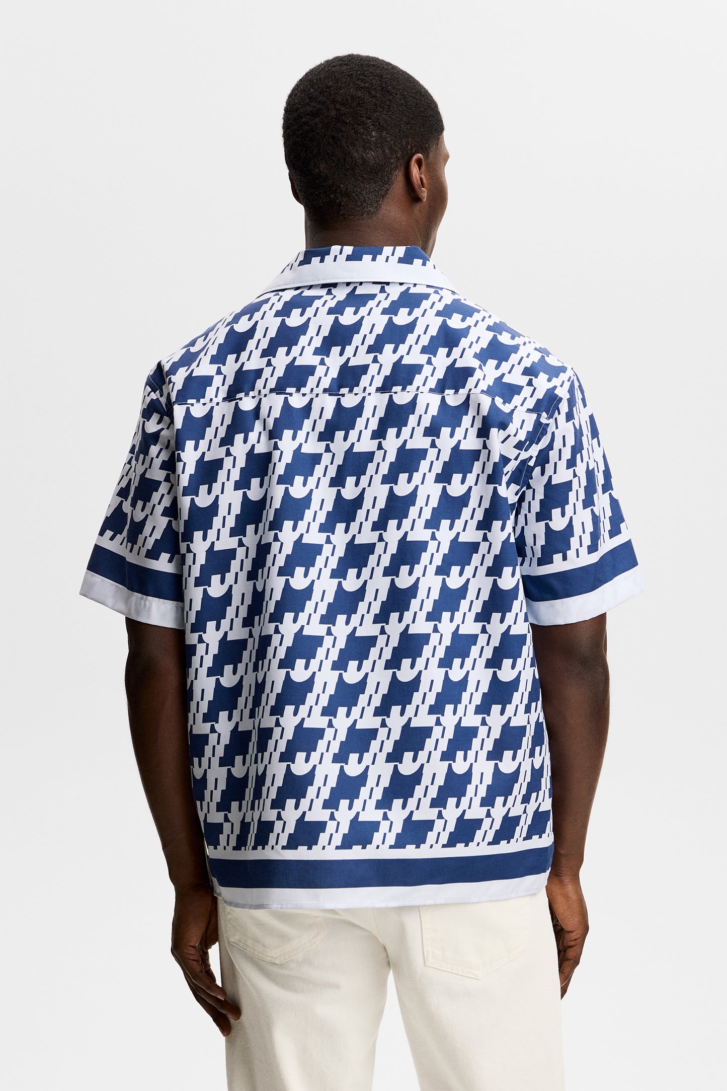 Ellis Border Resort Shirt in Estate Blue by J.Lindeberg