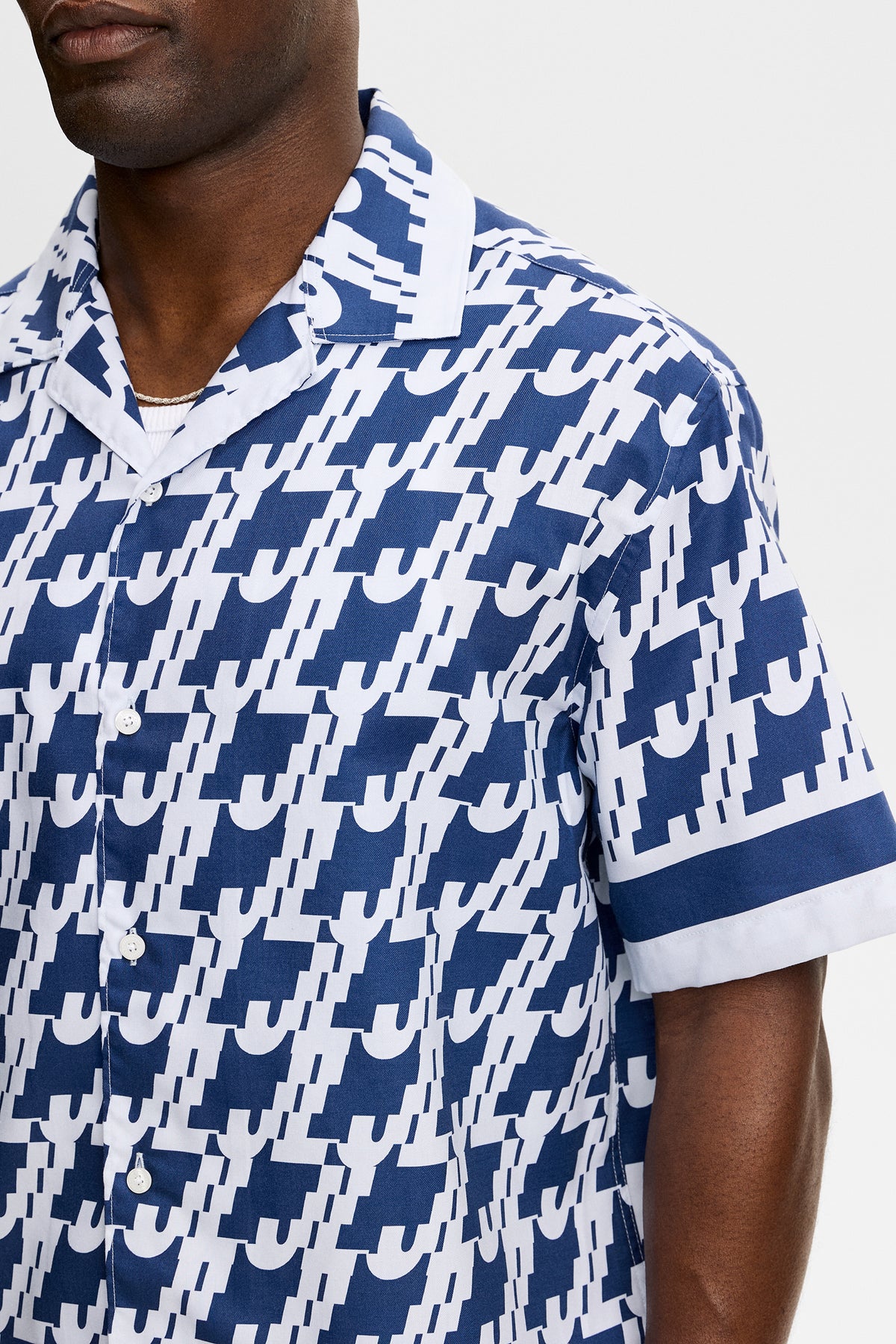 Ellis Border Resort Shirt in Estate Blue by J.Lindeberg