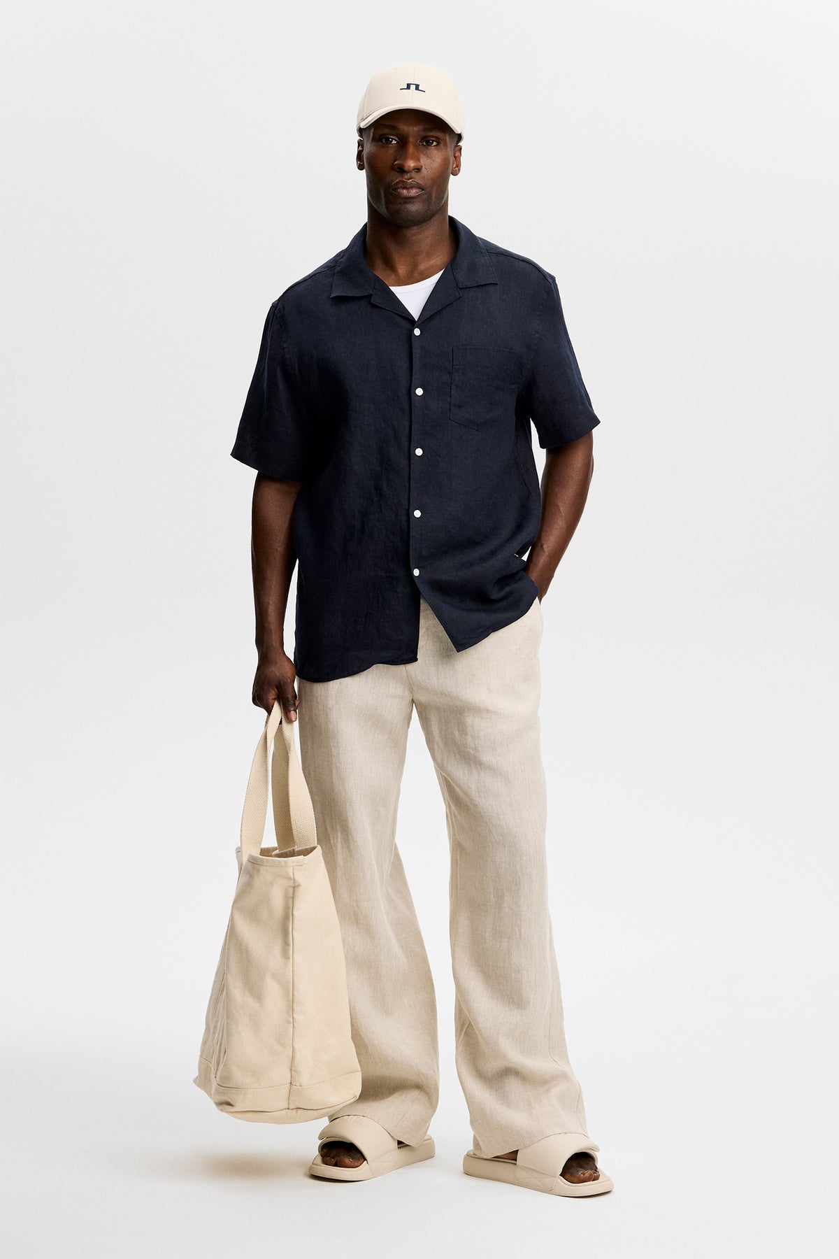 Elio Linen Shirt in JL Navy by J.Lindeberg