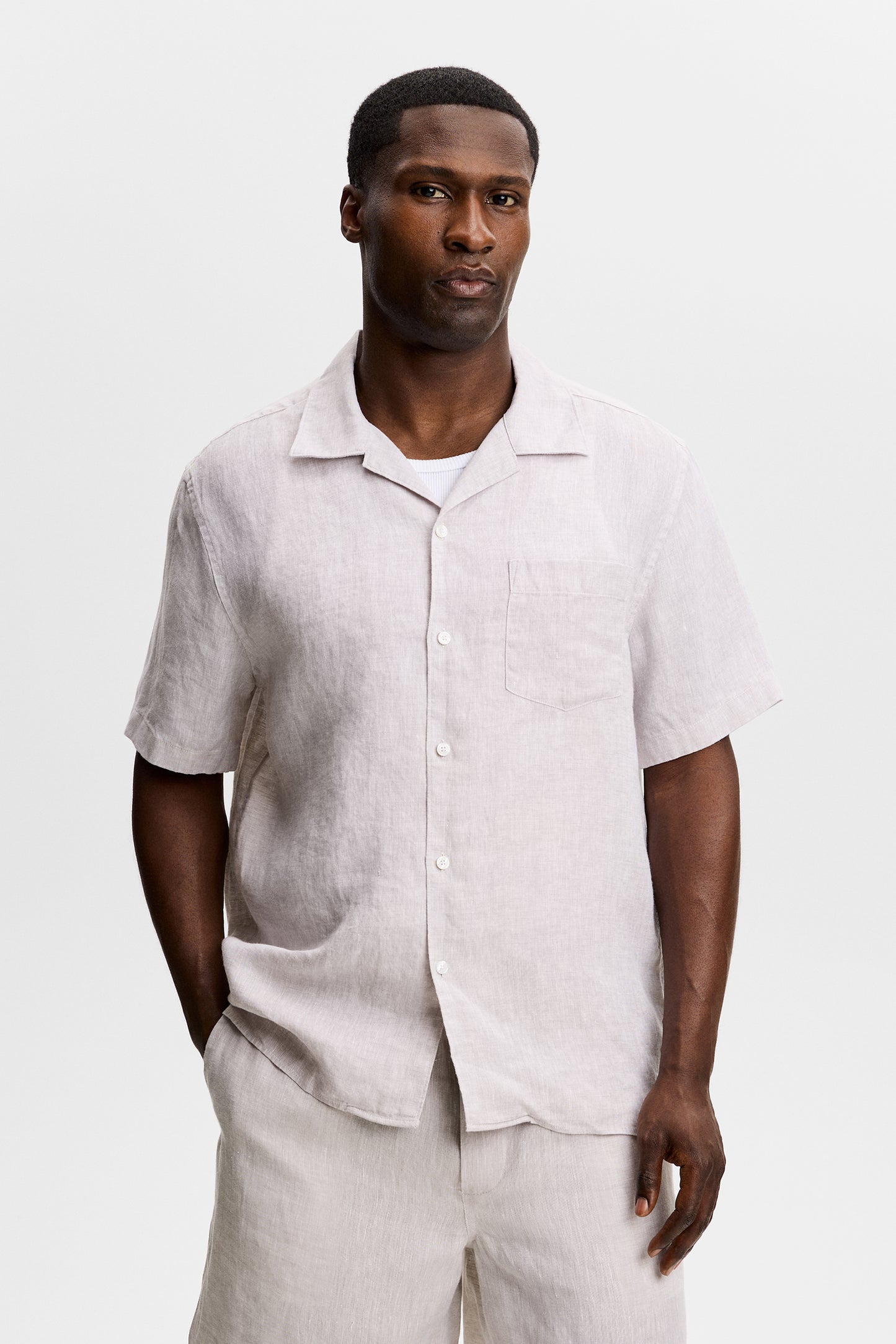 Elio Linen Shirt in Moonbeam by J.Lindeberg
