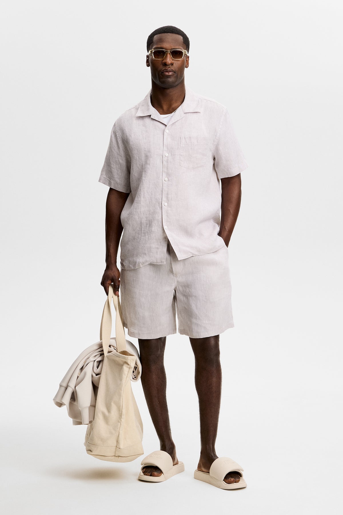 Elio Linen Shirt in Moonbeam by J.Lindeberg