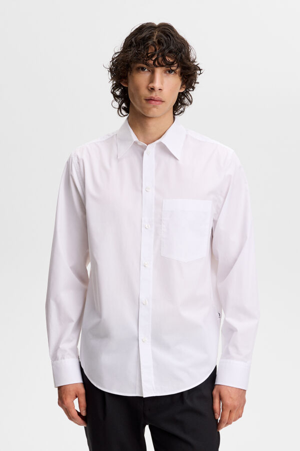 Zachary Cotton Solid Shirt / White