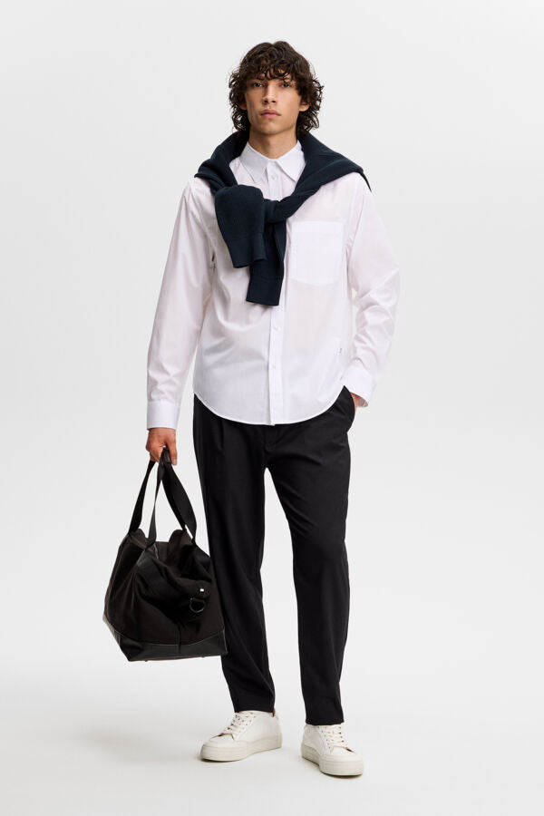 Zachary Cotton Solid Shirt / White