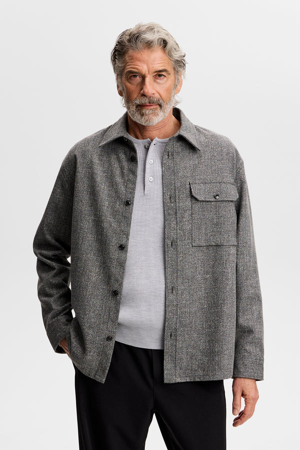 Coen Mouline Structure Shirt / Black