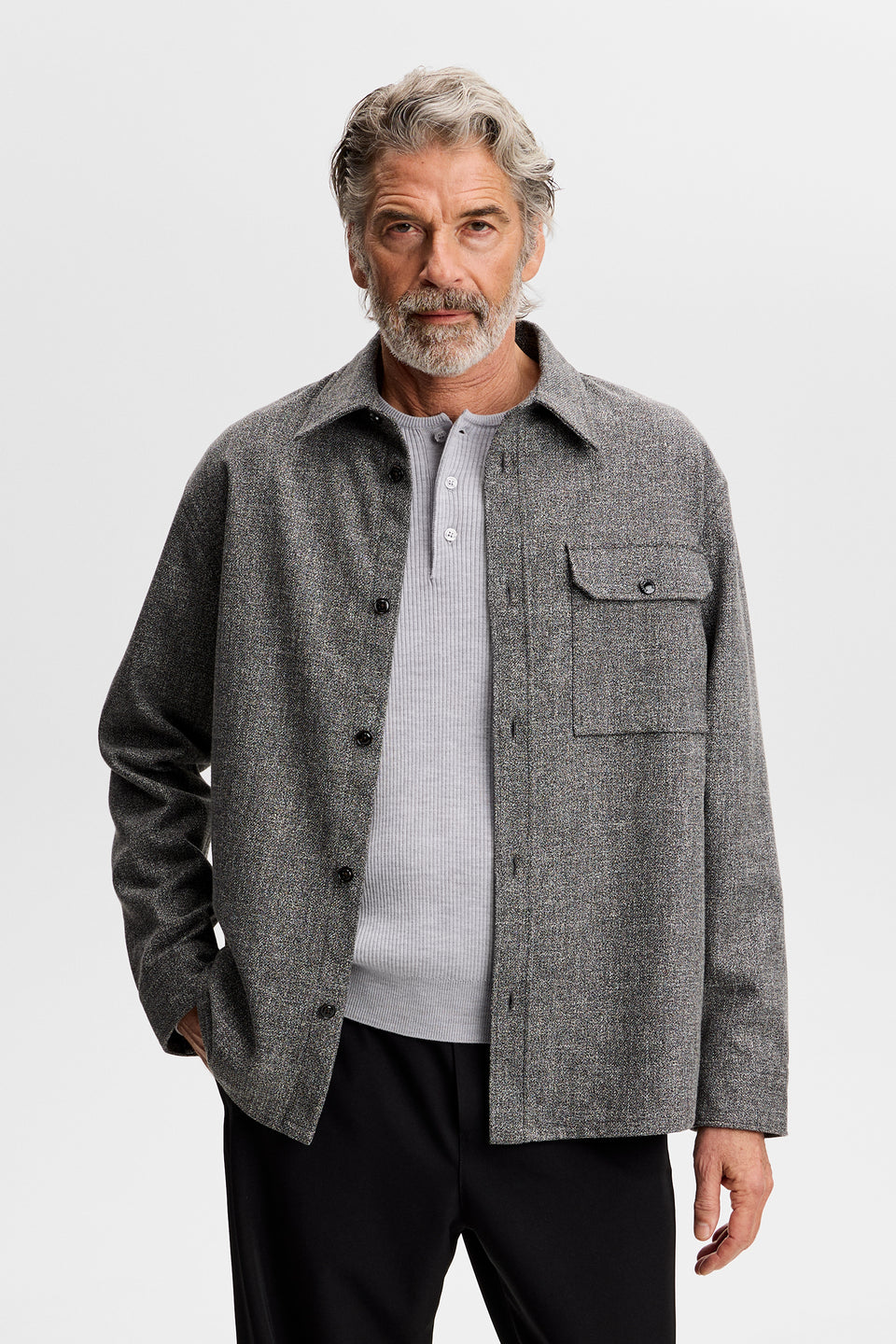 Coen Mouline Structure Shirt / Black
