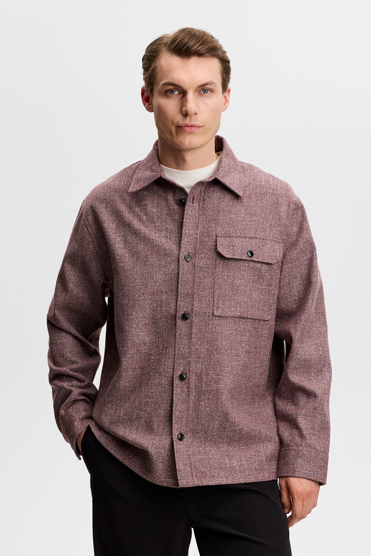 Coen Mouline Structure Shirt in Winetasting by J.Lindeberg