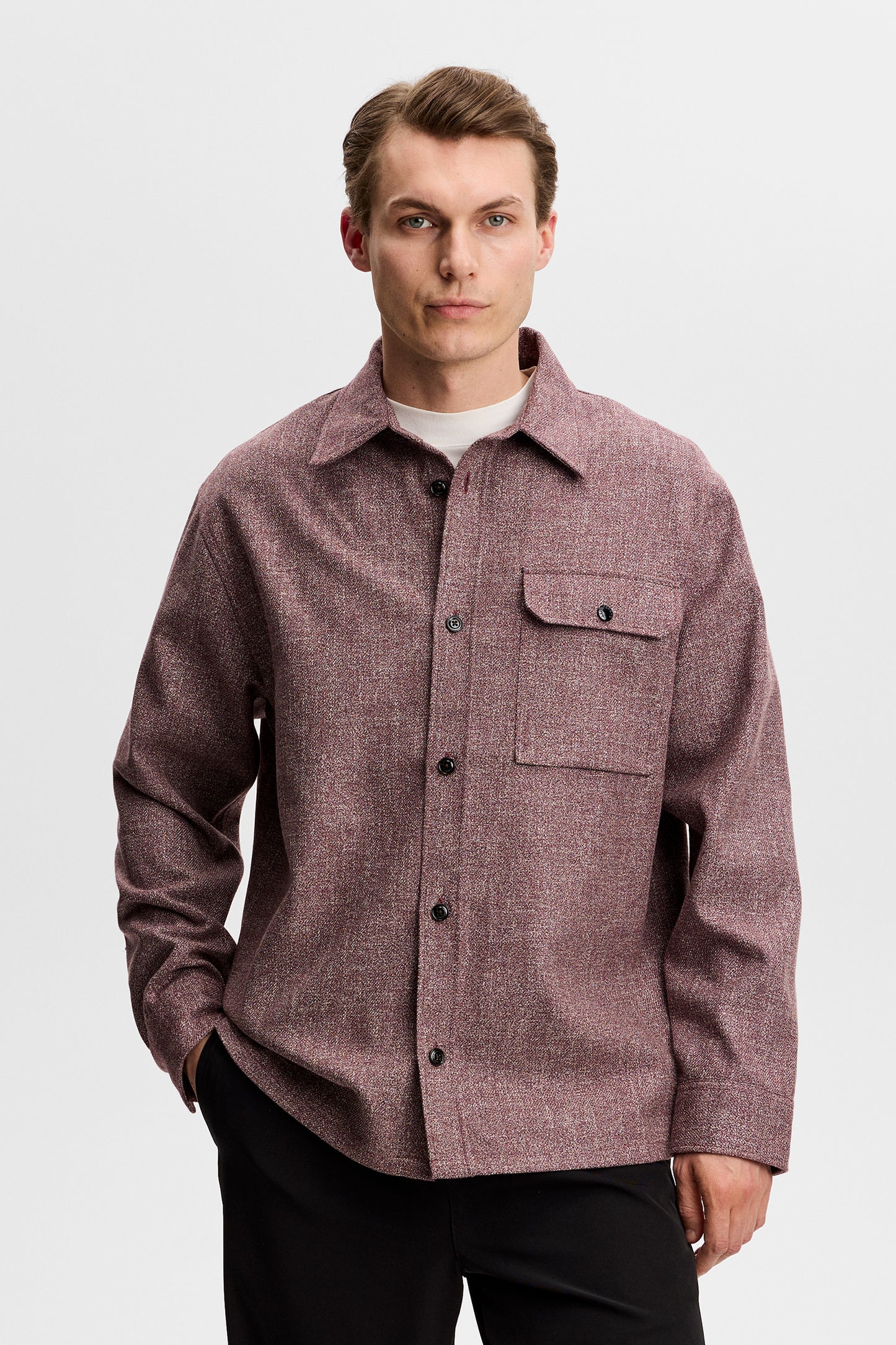 Coen Mouline Structure Shirt in Winetasting by J.Lindeberg
