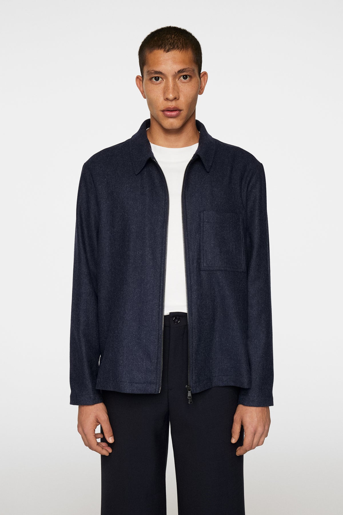 Julius Cash Flannel Overshirt in JL Navy by J.Lindeberg