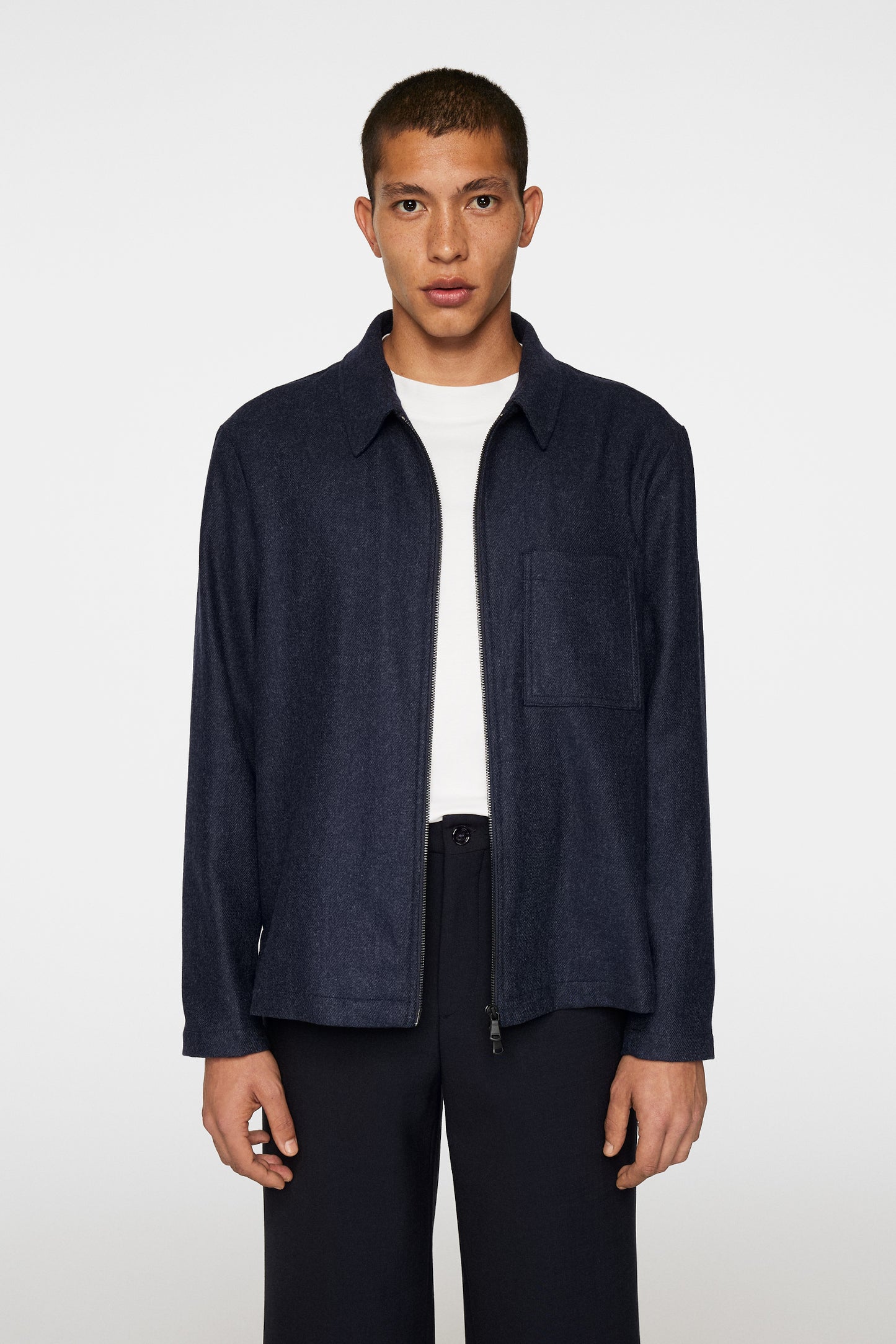 Julius Cash Flannel Overshirt in JL Navy by J.Lindeberg