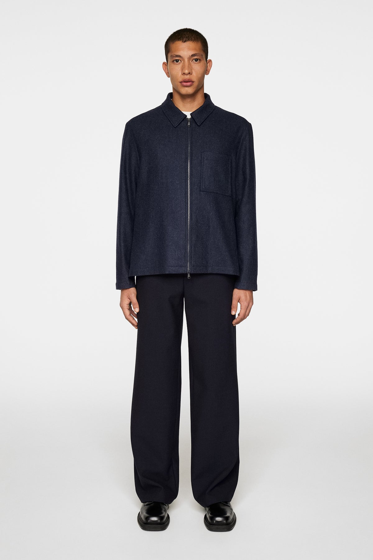 Julius Cash Flannel Overshirt in JL Navy by J.Lindeberg