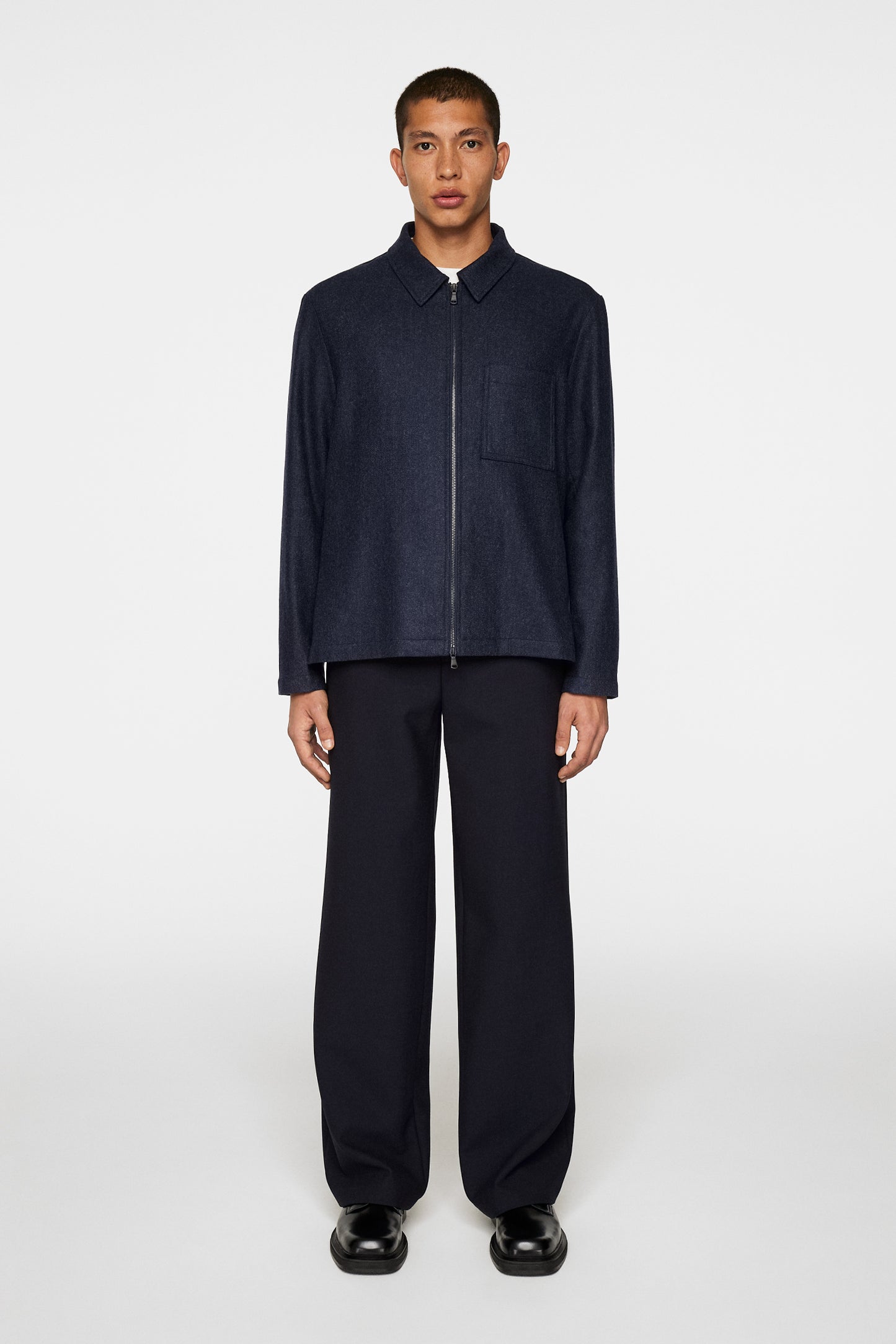 Julius Cash Flannel Overshirt in JL Navy by J.Lindeberg