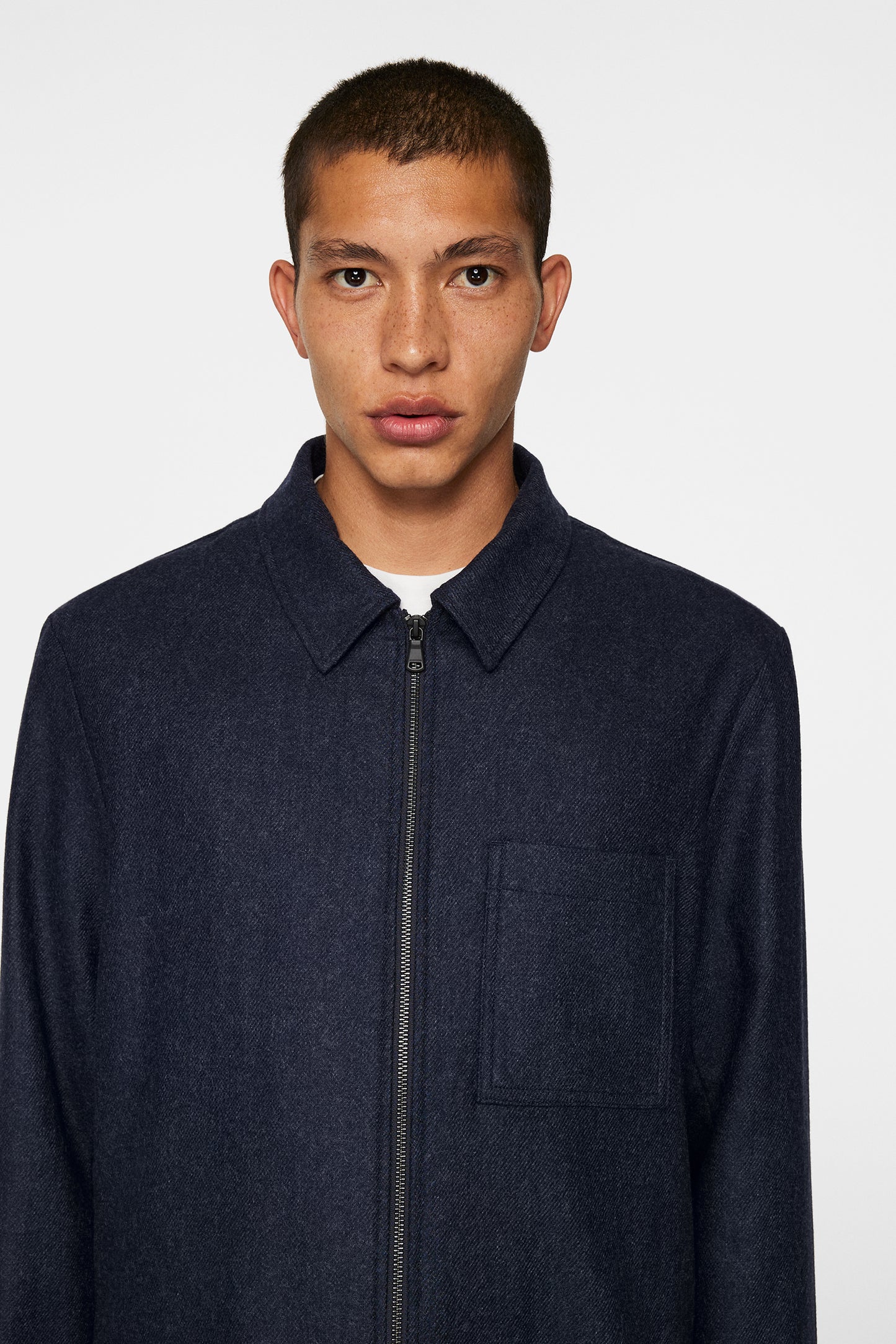Julius Cash Flannel Overshirt in JL Navy by J.Lindeberg