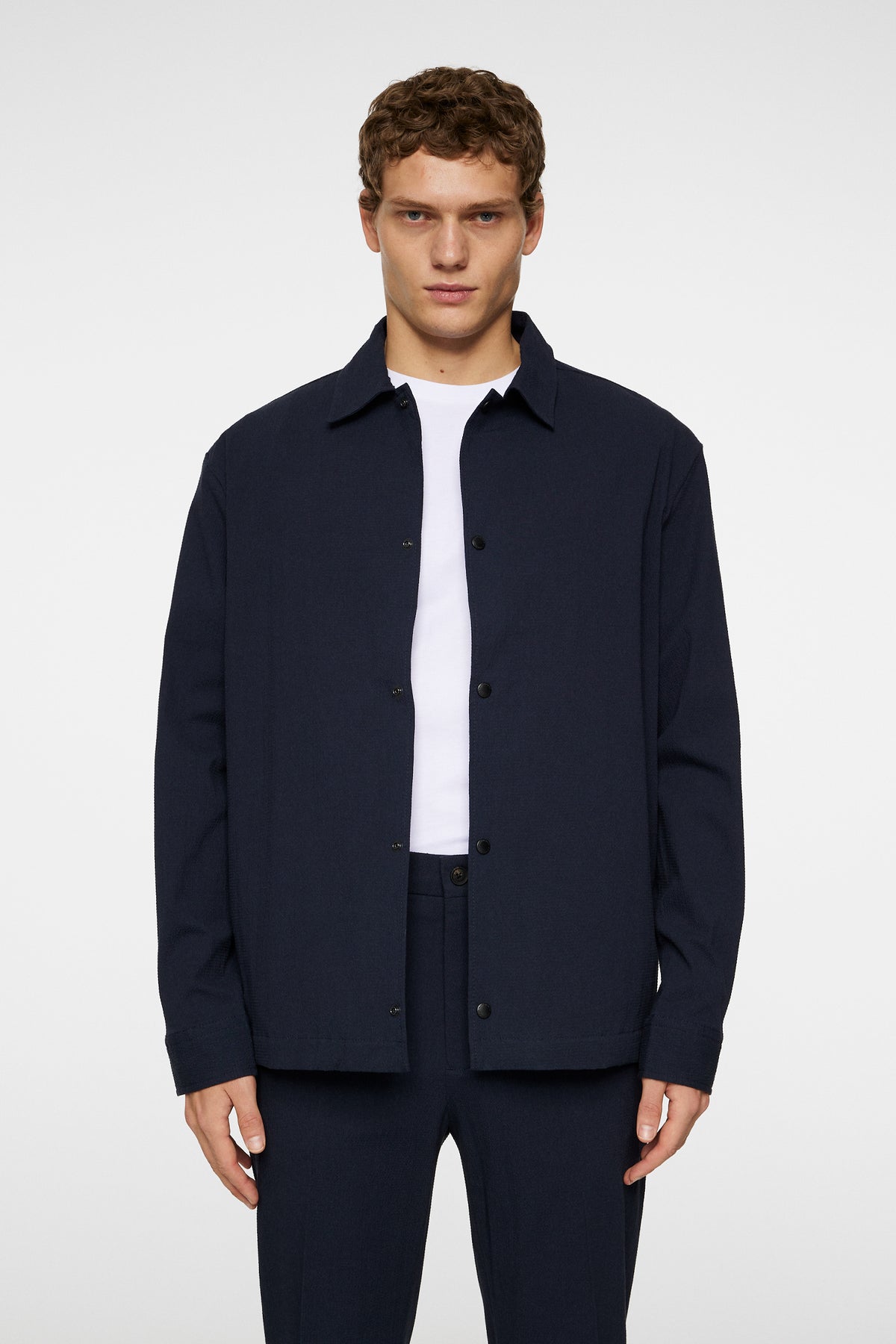 Celian Seersucker Overshirt in JL Navy by J.Lindeberg