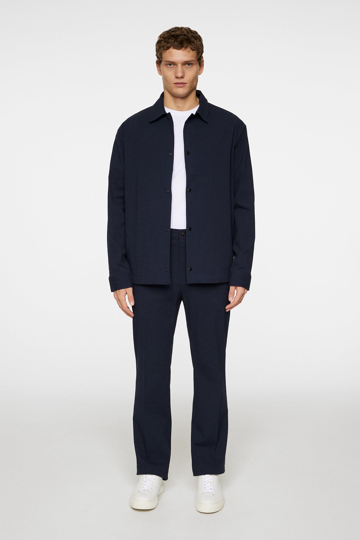 Celian Seersucker Overshirt in JL Navy by J.Lindeberg