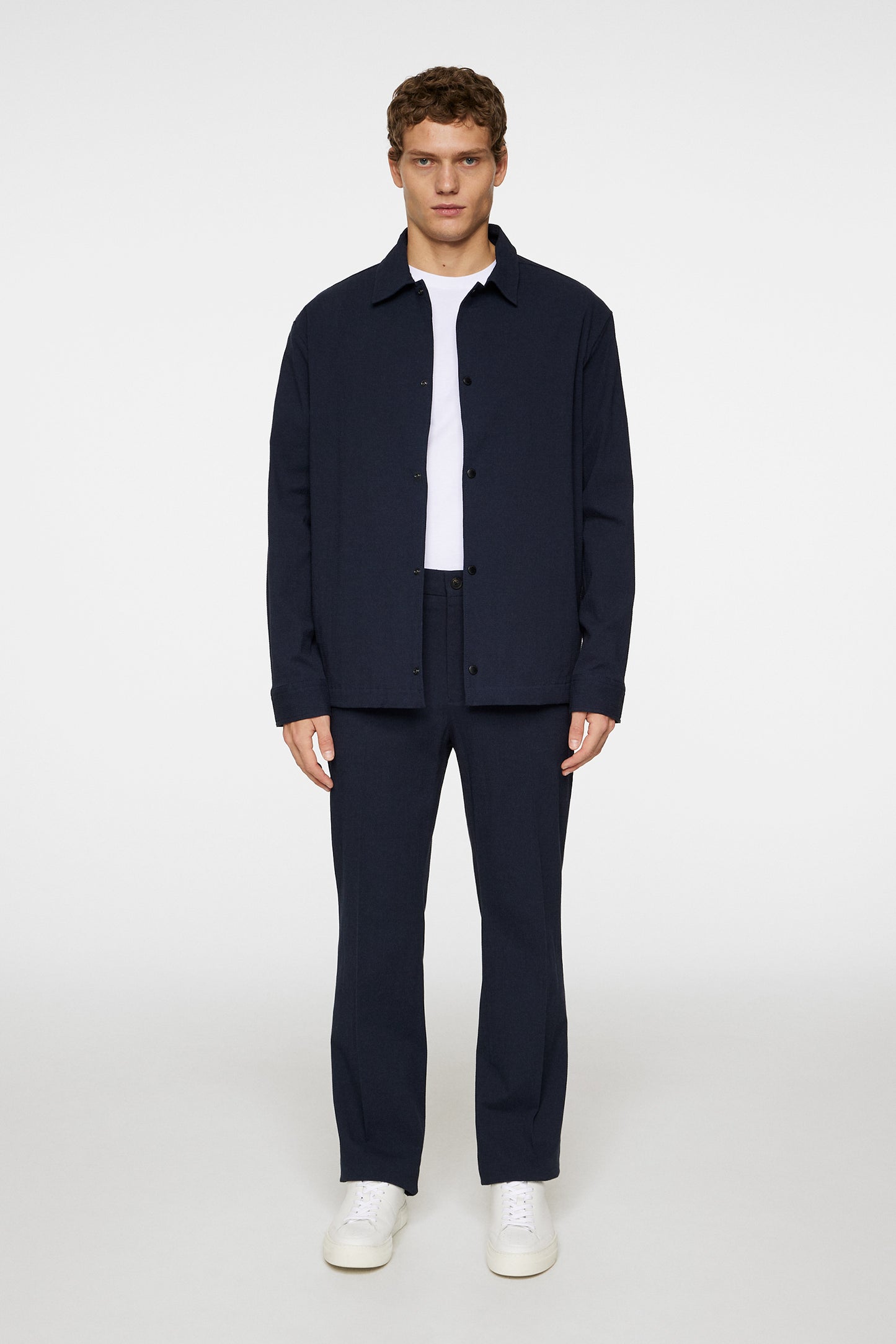 Celian Seersucker Overshirt in JL Navy by J.Lindeberg