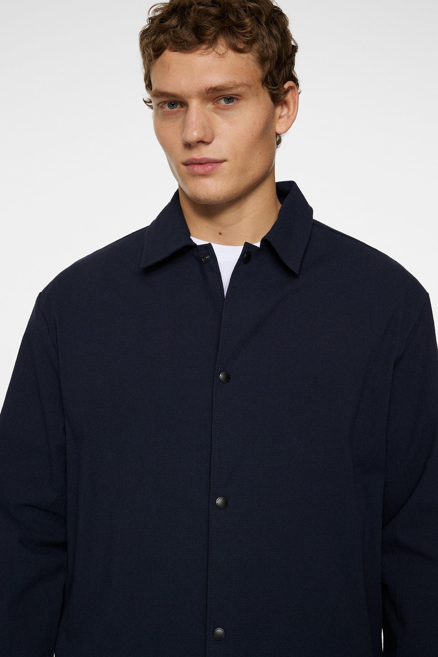 Celian Seersucker Overshirt in JL Navy by J.Lindeberg